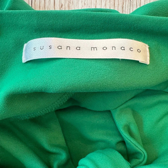 Susana Monaco Isadora Green Midi Spaghetti Strap Tie Front with Cutout Dress M - Picture 7 of 13